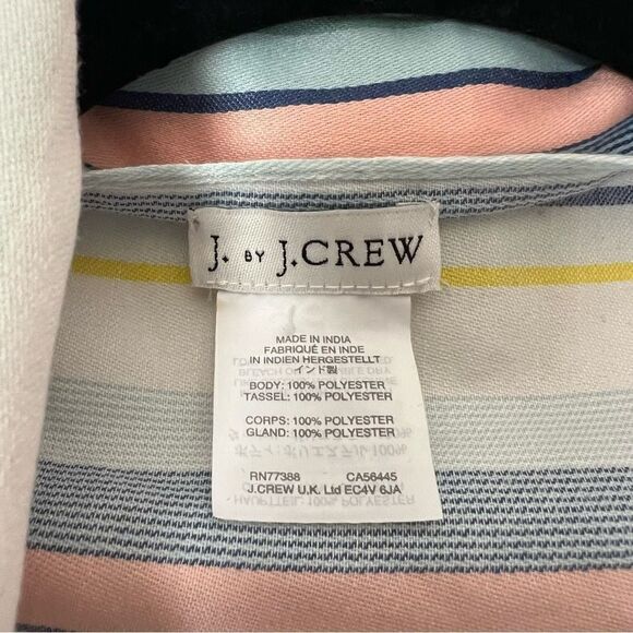 J By J. Crew Summer Weight Stripe Fringe Tassel Wrap Cape Scarf - Picture 3 of 4